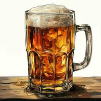 A glass of cold fresh beer with cap of foam. Splash of foam with tasty american beer. Beer day concept by AI Generated photo