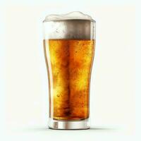 A glass of cold fresh beer with cap of foam. Splash of foam with tasty american beer. Beer day concept by AI Generated photo