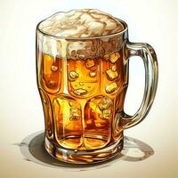 A glass of cold fresh beer with cap of foam. Splash of foam with tasty american beer. Beer day concept by AI Generated photo