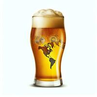 A glass of cold fresh beer with cap of foam. Splash of foam with tasty american beer. Beer day concept by AI Generated photo