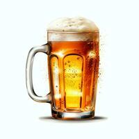 A glass of cold fresh beer with cap of foam. Splash of foam with tasty american beer. Beer day concept by AI Generated photo