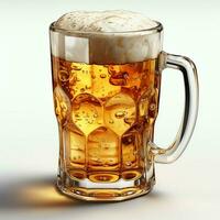 A glass of cold fresh beer with cap of foam. Splash of foam with tasty american beer. Beer day concept by AI Generated photo