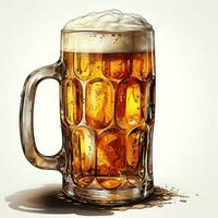 A glass of cold fresh beer with cap of foam. Splash of foam with tasty american beer. Beer day concept by AI Generated photo