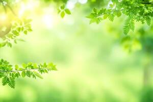 green leaves on a sunny day. AI-Generated photo