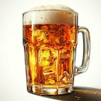 A glass of cold fresh beer with cap of foam. Splash of foam with tasty american beer. Beer day concept by AI Generated photo