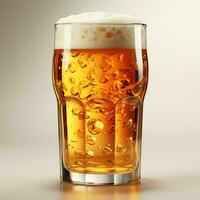 A glass of cold fresh beer with cap of foam. Splash of foam with tasty american beer. Beer day concept by AI Generated photo