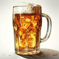 A glass of cold fresh beer with cap of foam. Splash of foam with tasty american beer. Beer day concept by AI Generated photo