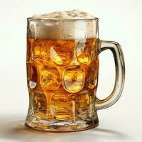 A glass of cold fresh beer with cap of foam. Splash of foam with tasty american beer. Beer day concept by AI Generated photo