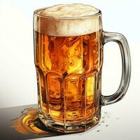 A glass of cold fresh beer with cap of foam. Splash of foam with tasty american beer. Beer day concept by AI Generated photo