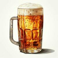 A glass of cold fresh beer with cap of foam. Splash of foam with tasty american beer. Beer day concept by AI Generated photo