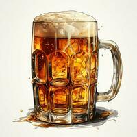 A glass of cold fresh beer with cap of foam. Splash of foam with tasty american beer. Beer day concept by AI Generated photo