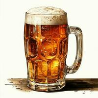 A glass of cold fresh beer with cap of foam. Splash of foam with tasty american beer. Beer day concept by AI Generated photo