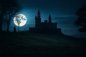 castle, moon, night, castle, night, castle, night, castle, night, castle. AI-Generated photo