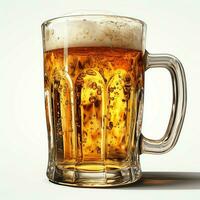 A glass of cold fresh beer with cap of foam. Splash of foam with tasty american beer. Beer day concept by AI Generated photo