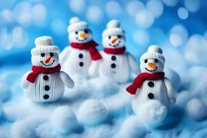 snowmen in the snow wallpaper. AI-Generated photo