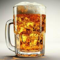 A glass of cold fresh beer with cap of foam. Splash of foam with tasty american beer. Beer day concept by AI Generated photo