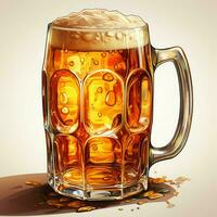 A glass of cold fresh beer with cap of foam. Splash of foam with tasty american beer. Beer day concept by AI Generated photo