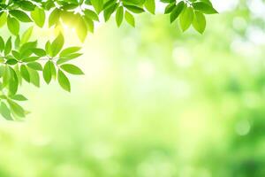 green leaves on a sunny day. AI-Generated photo