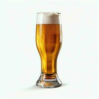 A glass of cold fresh beer with cap of foam. Splash of foam with tasty american beer. Beer day concept by AI Generated photo