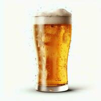 A glass of cold fresh beer with cap of foam. Splash of foam with tasty american beer. Beer day concept by AI Generated photo