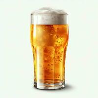 A glass of cold fresh beer with cap of foam. Splash of foam with tasty american beer. Beer day concept by AI Generated photo