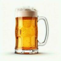 A glass of cold fresh beer with cap of foam. Splash of foam with tasty american beer. Beer day concept by AI Generated photo