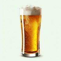 A glass of cold fresh beer with cap of foam. Splash of foam with tasty american beer. Beer day concept by AI Generated photo