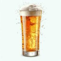 A glass of cold fresh beer with cap of foam. Splash of foam with tasty american beer. Beer day concept by AI Generated photo