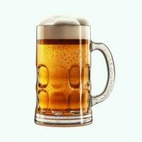 A glass of cold fresh beer with cap of foam. Splash of foam with tasty american beer. Beer day concept by AI Generated photo