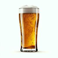 A glass of cold fresh beer with cap of foam. Splash of foam with tasty american beer. Beer day concept by AI Generated photo