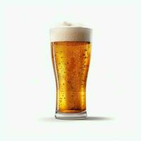 A glass of cold fresh beer with cap of foam. Splash of foam with tasty american beer. Beer day concept by AI Generated photo