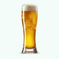 A glass of cold fresh beer with cap of foam. Splash of foam with tasty american beer. Beer day concept by AI Generated photo