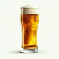 A glass of cold fresh beer with cap of foam. Splash of foam with tasty american beer. Beer day concept by AI Generated photo