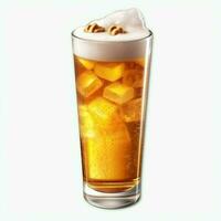 A glass of cold fresh beer with cap of foam. Splash of foam with tasty american beer. Beer day concept by AI Generated photo