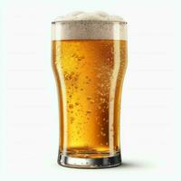 A glass of cold fresh beer with cap of foam. Splash of foam with tasty american beer. Beer day concept by AI Generated photo