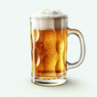 A glass of cold fresh beer with cap of foam. Splash of foam with tasty american beer. Beer day concept by AI Generated photo