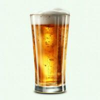 A glass of cold fresh beer with cap of foam. Splash of foam with tasty american beer. Beer day concept by AI Generated photo