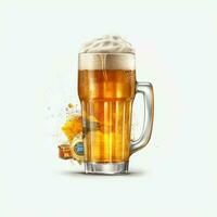 A glass of cold fresh beer with cap of foam. Splash of foam with tasty american beer. Beer day concept by AI Generated photo