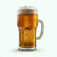 A glass of cold fresh beer with cap of foam. Splash of foam with tasty american beer. Beer day concept by AI Generated photo