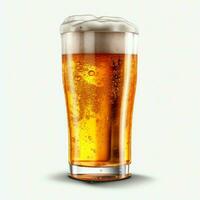 A glass of cold fresh beer with cap of foam. Splash of foam with tasty american beer. Beer day concept by AI Generated photo