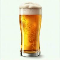 A glass of cold fresh beer with cap of foam. Splash of foam with tasty american beer. Beer day concept by AI Generated photo