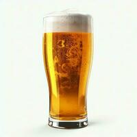 A glass of cold fresh beer with cap of foam. Splash of foam with tasty american beer. Beer day concept by AI Generated photo