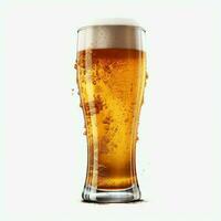 A glass of cold fresh beer with cap of foam. Splash of foam with tasty american beer. Beer day concept by AI Generated photo