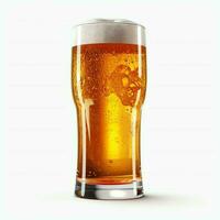 A glass of cold fresh beer with cap of foam. Splash of foam with tasty american beer. Beer day concept by AI Generated photo