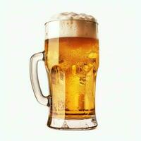 A glass of cold fresh beer with cap of foam. Splash of foam with tasty american beer. Beer day concept by AI Generated photo