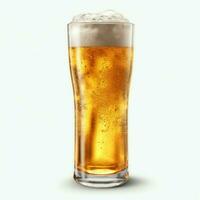 A glass of cold fresh beer with cap of foam. Splash of foam with tasty american beer. Beer day concept by AI Generated photo