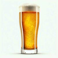 A glass of cold fresh beer with cap of foam. Splash of foam with tasty american beer. Beer day concept by AI Generated photo