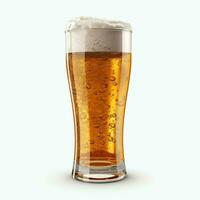 A glass of cold fresh beer with cap of foam. Splash of foam with tasty american beer. Beer day concept by AI Generated photo