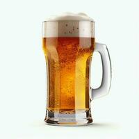 A glass of cold fresh beer with cap of foam. Splash of foam with tasty american beer. Beer day concept by AI Generated photo