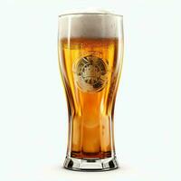 A glass of cold fresh beer with cap of foam. Splash of foam with tasty american beer. Beer day concept by AI Generated photo